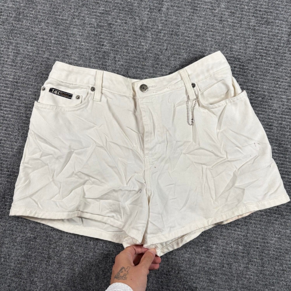 Vtg l.e.i. Denim Shorts Women 17 White Fair High Waisted 90s Cotton